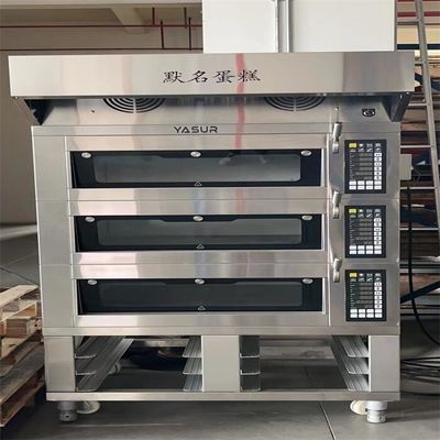 11kw μικρός ευρωπαϊκός 6 δίσκος φούρνων γεφυρών αρτοποιείων 3 φούρνος 40X60cm πιτσών γεφυρών