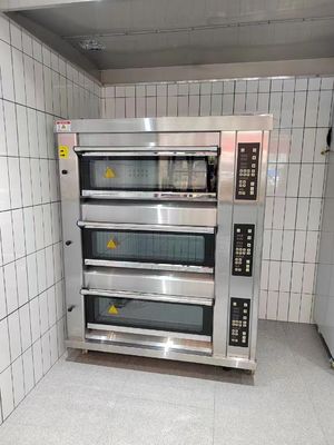 Μορφωματικός φούρνος 40X60cm 3 γέφυρα 9 γεφυρών αρτοποιείων φούρνος αερίου δίσκων με τον ατμό Stone για το ψήσιμο πιτσών