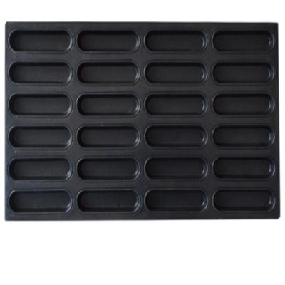 1.5mm αντικολλητικό χοτ-ντογκ κουλουριών ψησίματος τηγάνι κουλουριών αργιλίου δίσκων μαύρο
